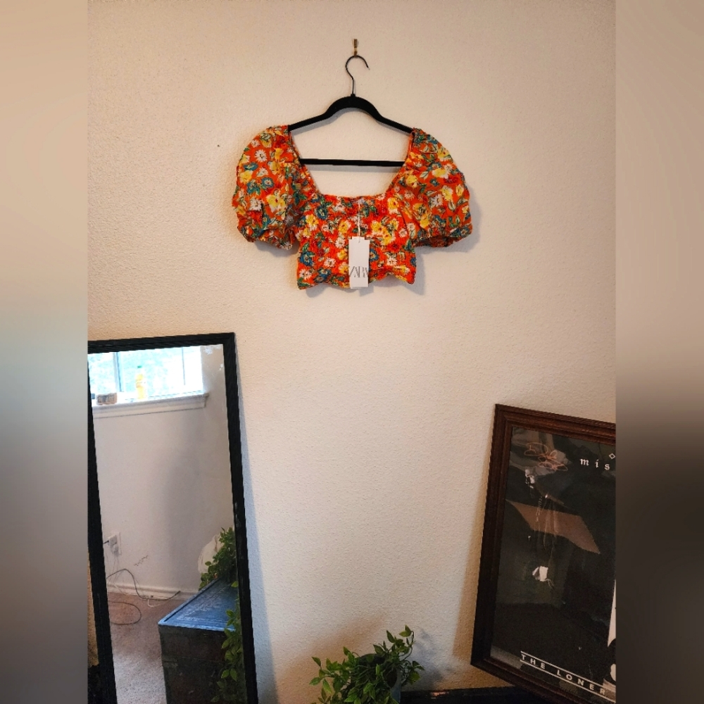 NWT Balloon Sleeve ZARA Crop Top | Size: L